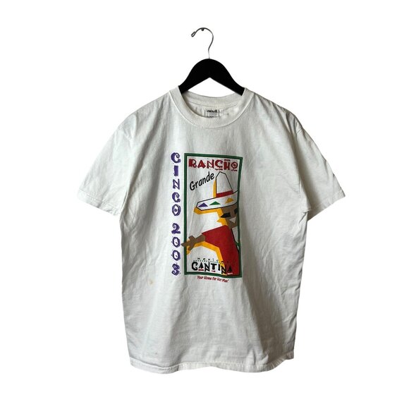 2003 Vintage Y2K Cinco Rancho Mexico T Shirt White Large L Summer Mexican Solid - Picture 2 of 16
